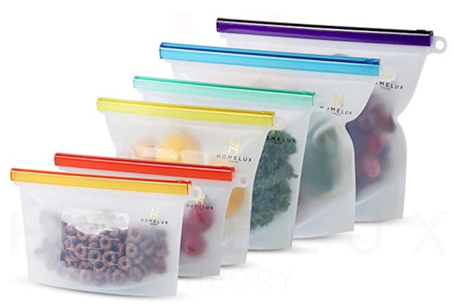 These reusable bags can be used to store food and clear space.