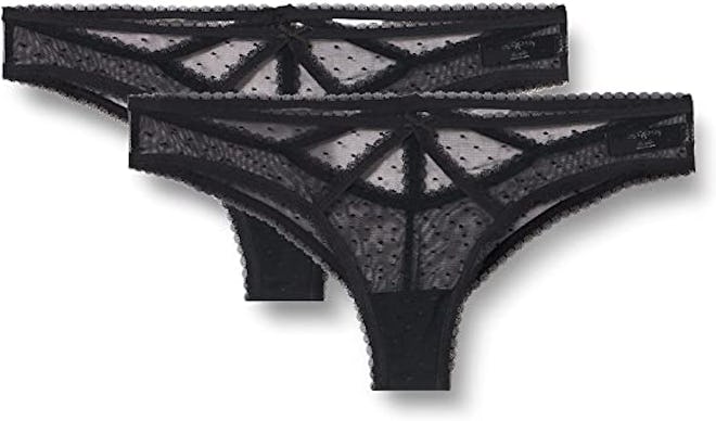 Iris & Lilly Mesh Cheeky Brazilian Underwear, Pack of 2