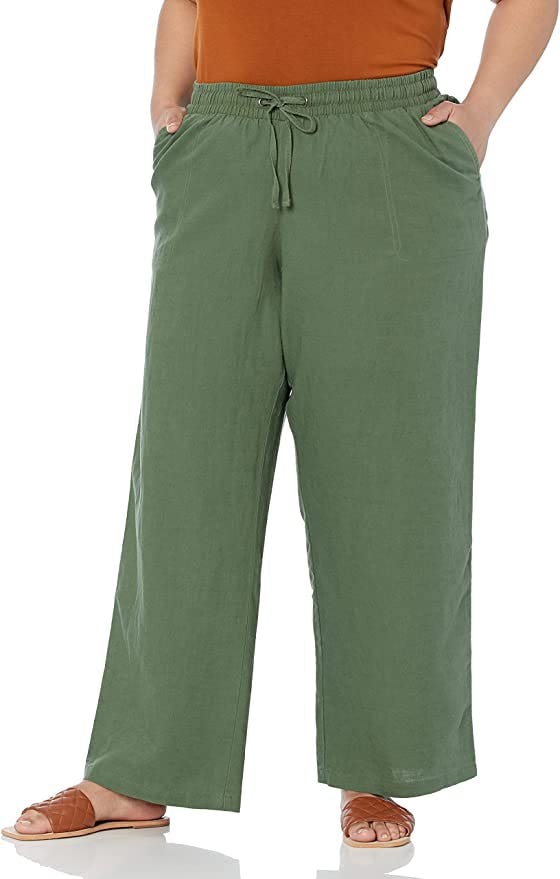 Amazon Essentials Linen Blend Drawstring Wide Leg Pant