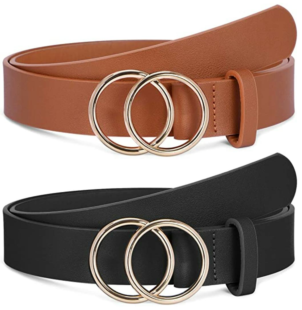 SANSTHS Faux Leather Belt (2-Pack)