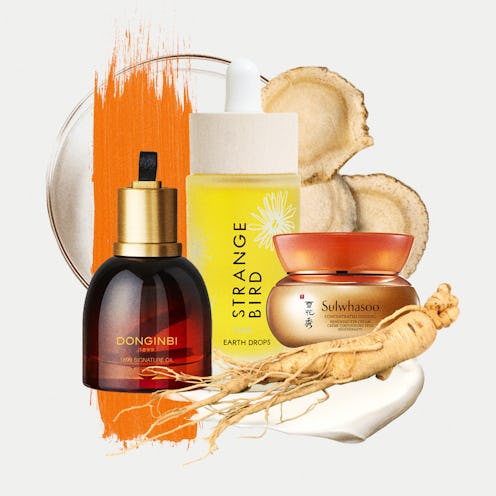 Collage of skincare products for dull, tired skin