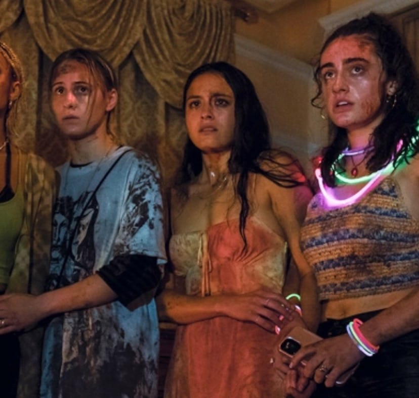 Amandla Stenberg, Maria Bakalova, Chase Sui Wonders, and Rachel Sennott in A24's 'Bodies, Bodies, Bo...
