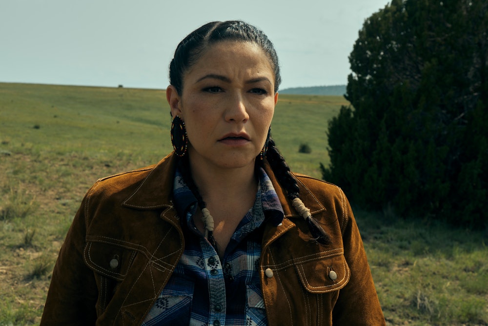 Tamara Podemski as Deputy Sheriff Joy Hawk in Outer Range.