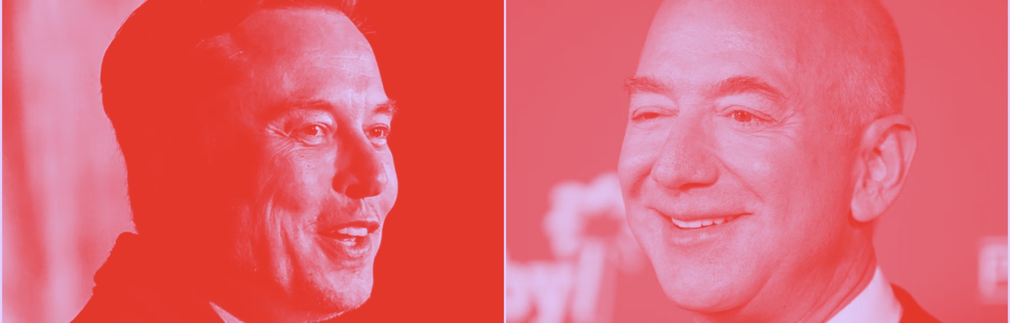 Side by side of Elon Musk and Jeff Bezos
