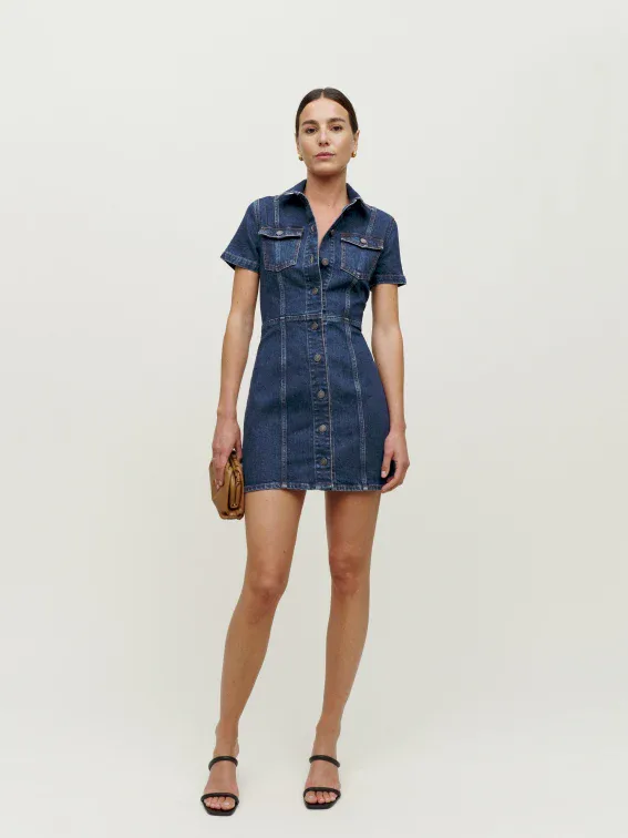 white christmas dresses Sunset Dreams: Strapless Gradient Denim Dress for Women – Canary Houze main image 1