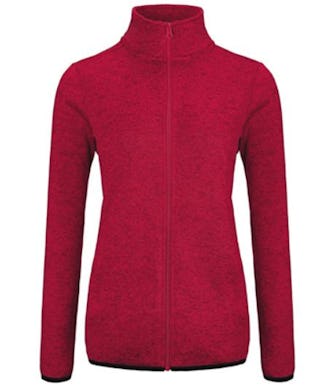 This woven fleece jacket has a stand-up collar for extra warmth. 