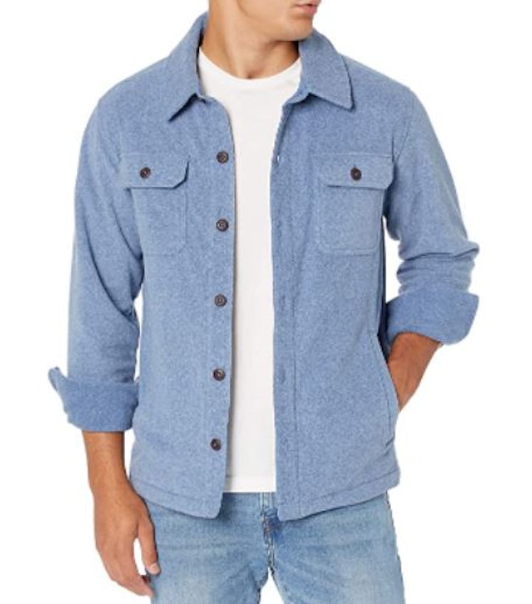 This fleece shirt jacket is great for layering over a T-shirt. 