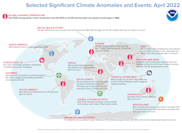 NOAA climate anomalies April 2022