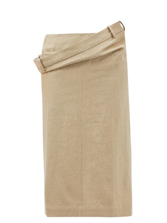 Jacquemus Vela layered-waist linen pencil skirt
