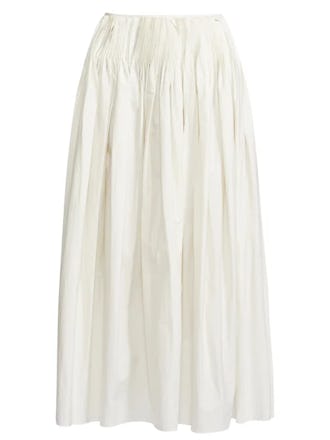 The Row Ruth pintucked poplin midi skirt