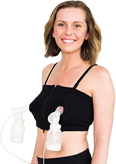 Lupantte Hands Free Pumping Bra, Comfortable Breast Pump Bra with Pads,  Adjustable Nursing Bra for Pumping