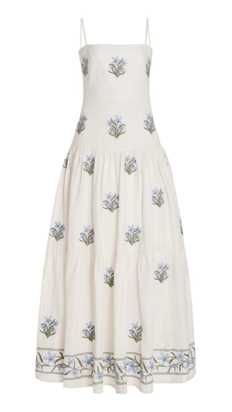 Lima Embroidered Linen Maxi Dress