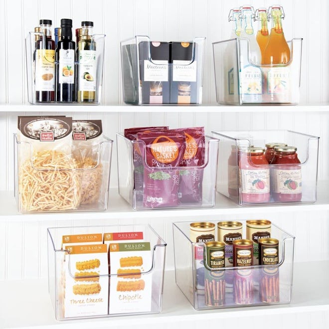 modern plastic open front dip storage bin organizer