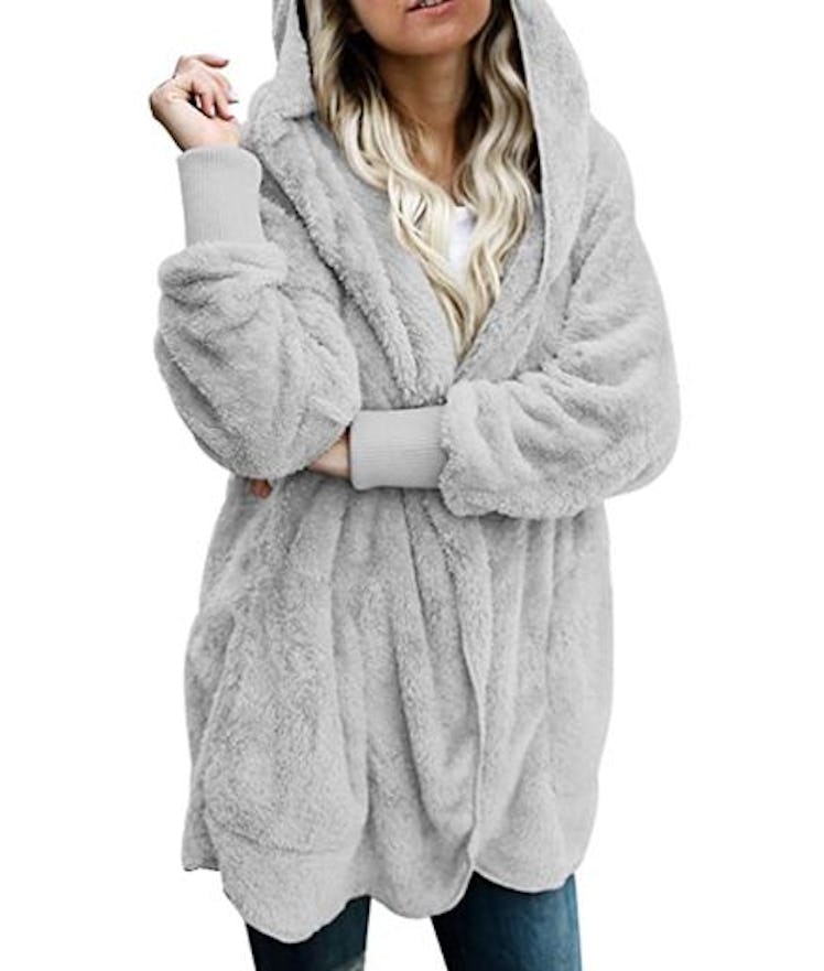 This hooded fleece is extremely soft and fuzzy.