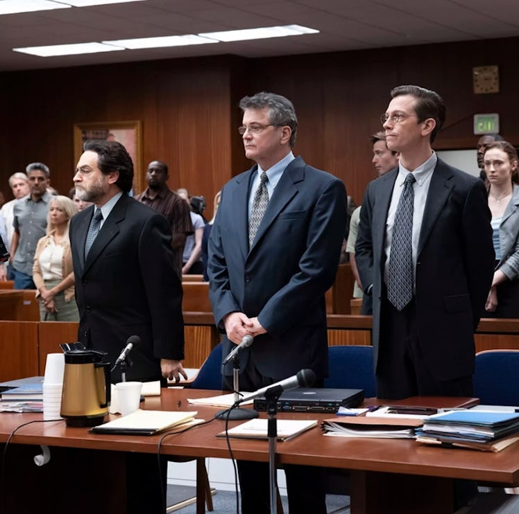 Colin Firth as Michael Peterson on trial in the tv show The Staircase.