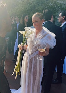 Chloë Sevigny wearing a sheer gown at her wedding