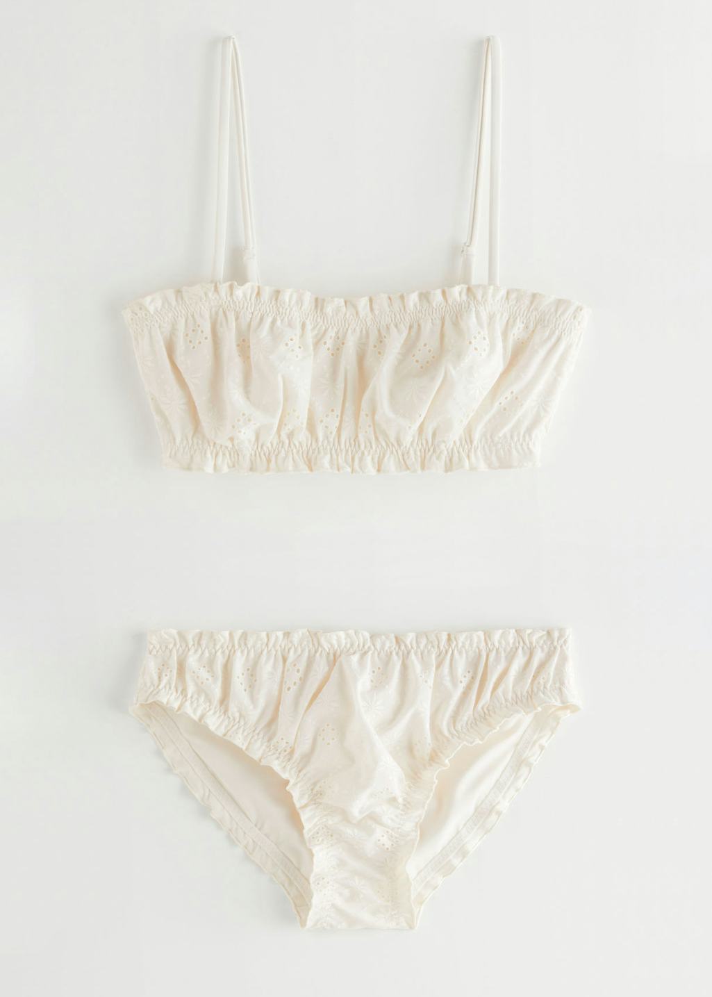 Eyelet Embroidered Bandeau Bikini Top &amp; Bikini Briefs