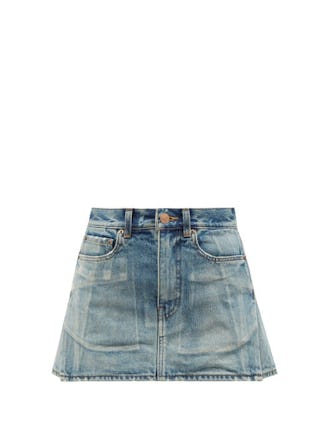 Balenciaga Side-slit denim mini skirt
