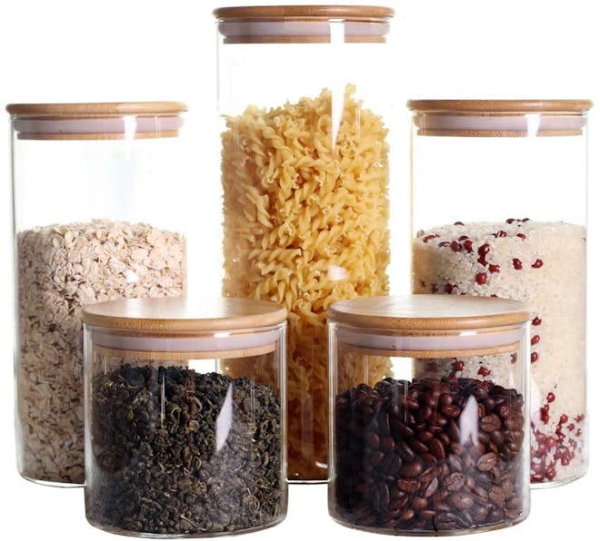 airtight bamboo lid stackable canisters