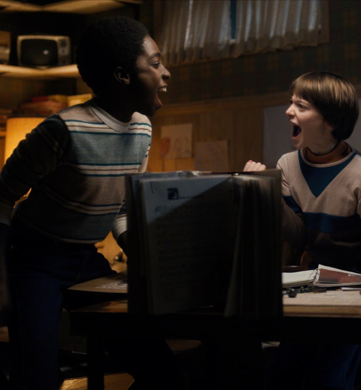 screenshot of kids playing Dungeons and Dragons in Stranger Things