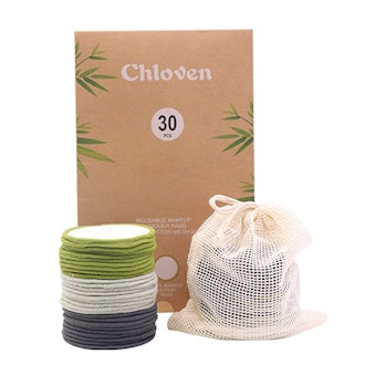 Chloven Organic Reusable Makeup Remover Pads (30-Pack)