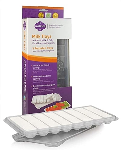 Trays can help you take up as little space as possible when storing breast milk in the freezer.