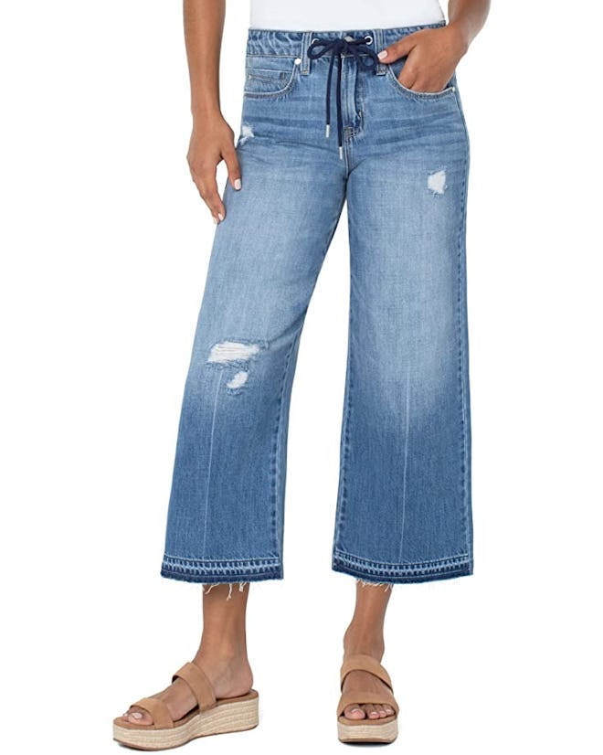 Liverpool Knit Back Wide Leg Jeans in Glacier