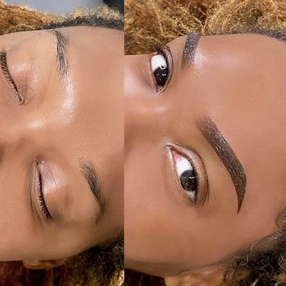 Before and after microshading eyebrows.