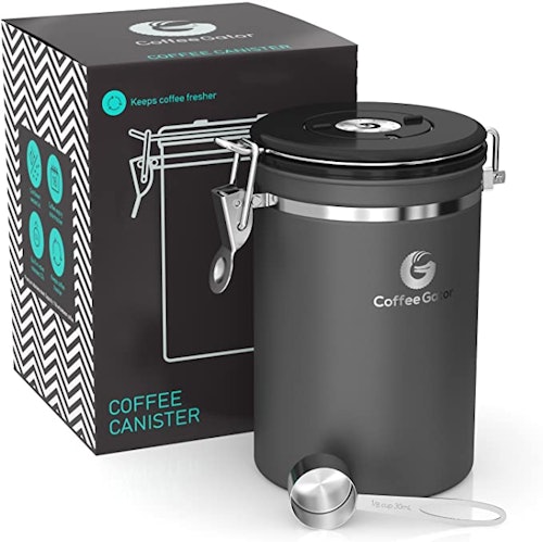 Coffee Gator Stainless Steel Coffee Grounds and Beans Container