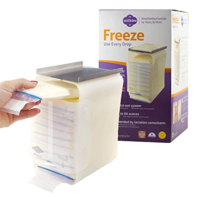 This breast milk freezer storage container freezes milk flat and keeps it organized all in one.
