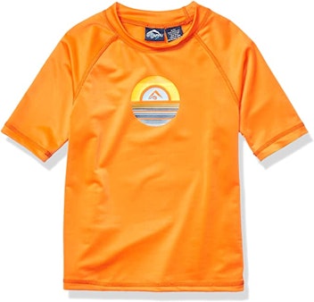 bright orange rash guard child aquatic safety visibility