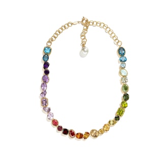 Necklace with multi-colored gems