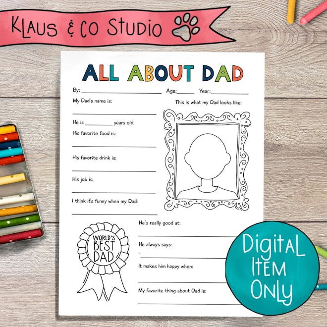 All About Dad Coloring Card
