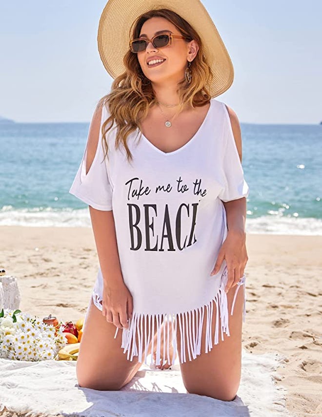 IN’VOLAND Letter Print Cover-Up T-Shirt