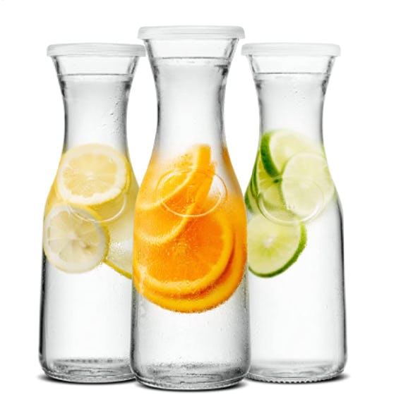 Glass carafe for juices or mimosas.