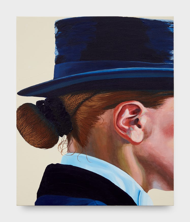 Image of Sarah Miska's painting, Blue Hair Net, 2022.