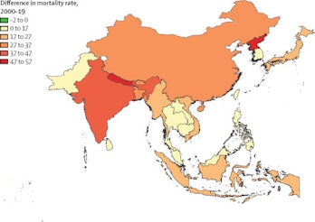 Figure from study on pollution mortality in south and southeast Asia