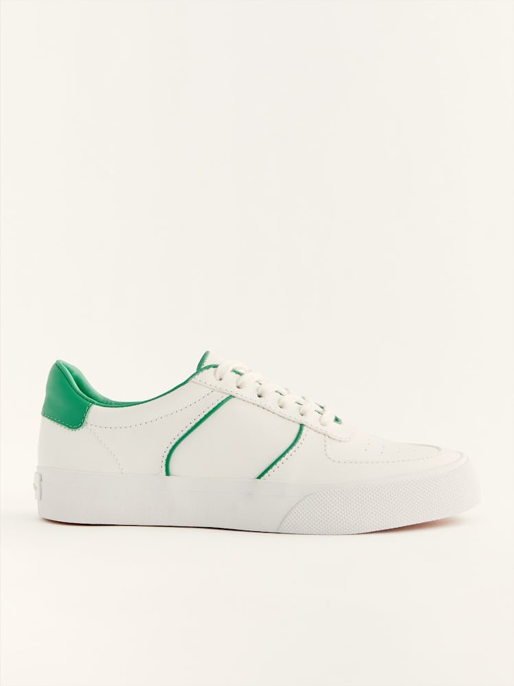 Harlow Leather Sneaker in White/Lawn