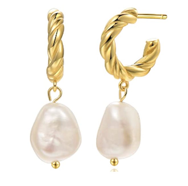 best pearl earrings baroque hoops