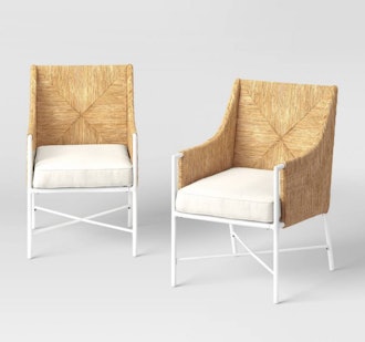 Stanton 2pk Rush Weave Club Chairs - White/Natural 