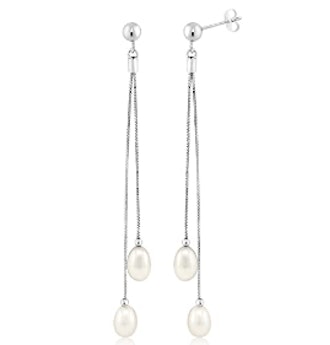 best pearl earrings long drops