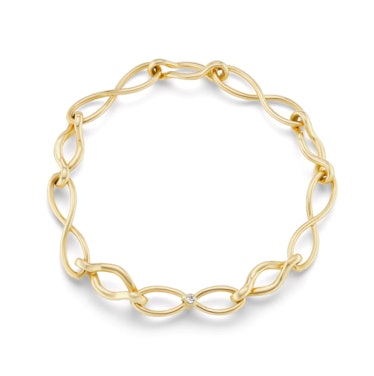 Handmade Infinity Gold Link Bracelet with Diamonds