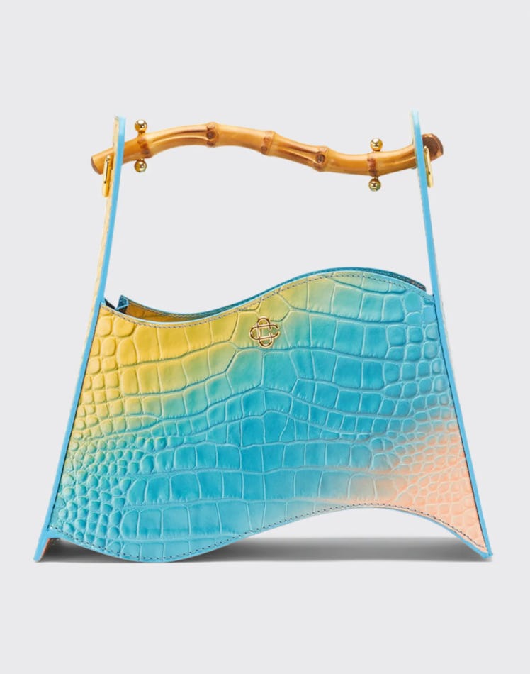 Wave Mock-Croc Top Handle Bag