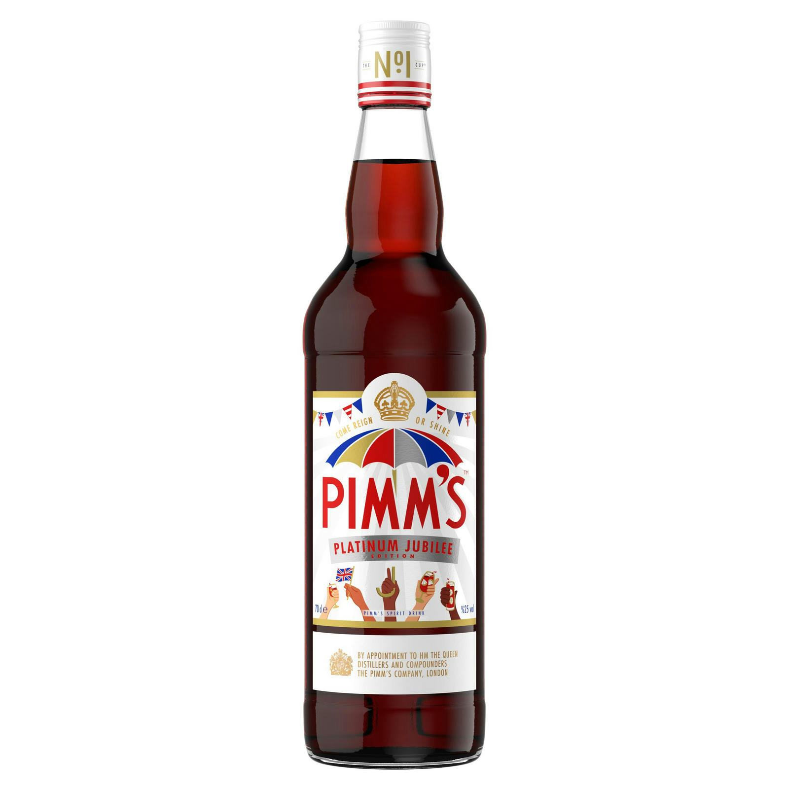 Pimm&rsquo;s limited edition Platinum Jubilee bottle.