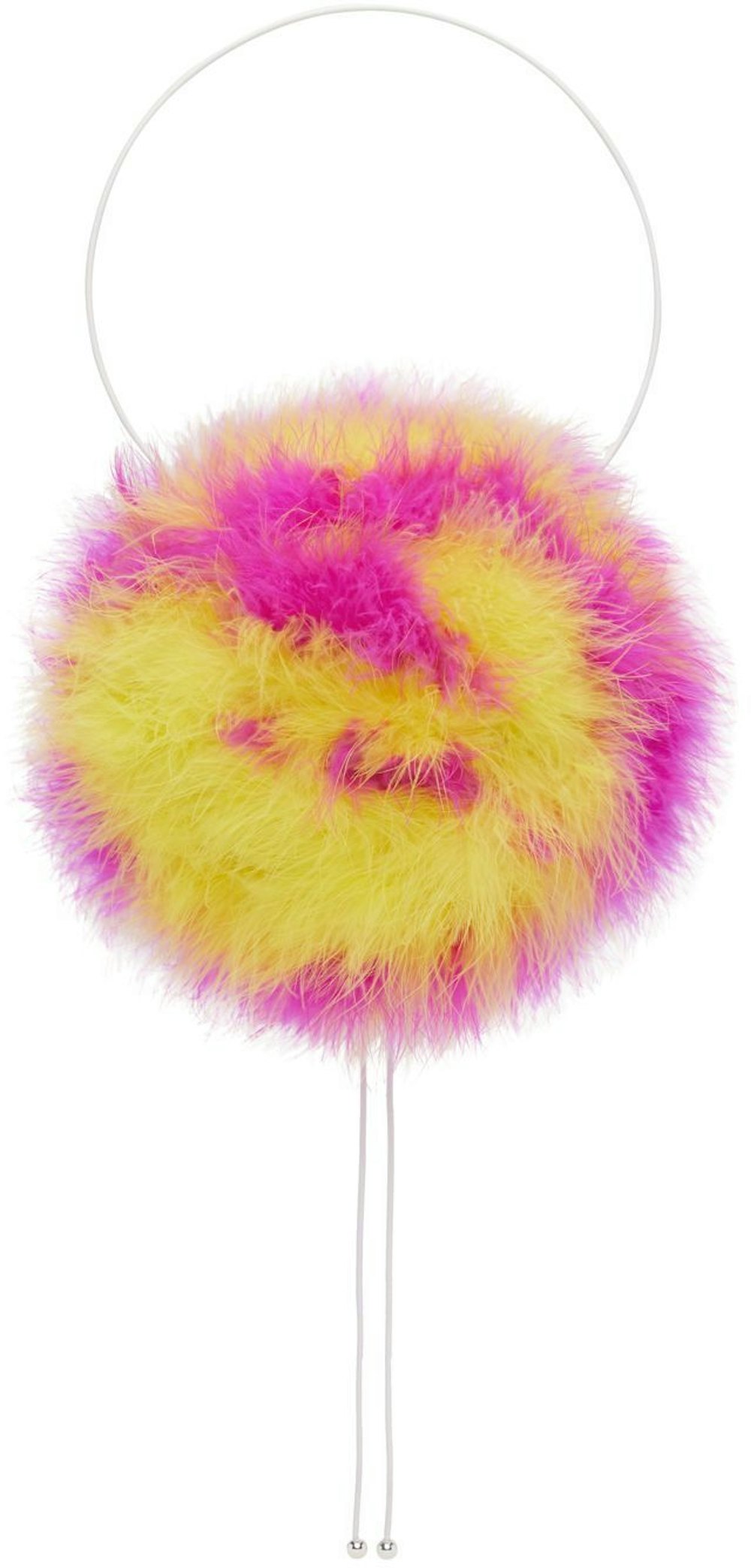 Pink & Yellow Feather Hoop Shoulder Bag