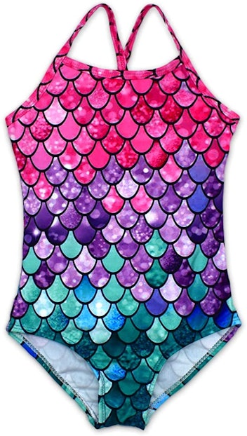 sparkly mermaid one piece swimsuit for toddlers high visibility swimsuit