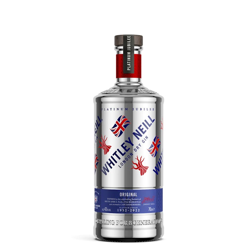 Whitley Neill Platinum Jubilee London dry gin. 