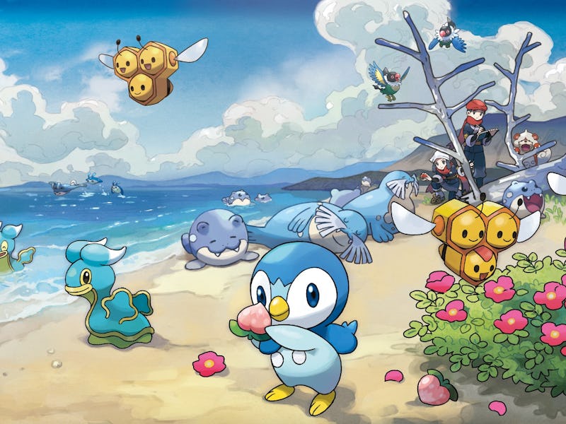 artwork of Pokemon having a beach party for Pokemon Legends Arceus