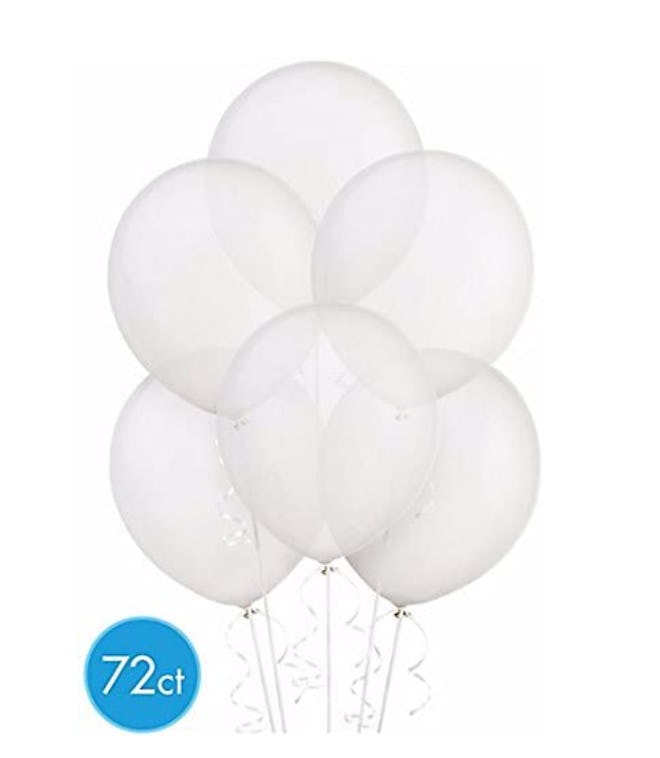 One birthday party hack is to put custom confetti inside of Amscan Clear Latex Balloons.
