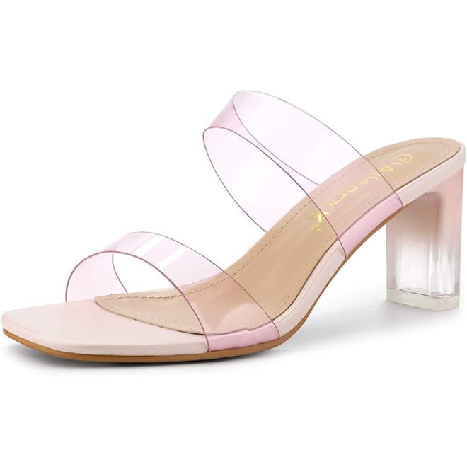 Allegra K Clear Chunky Heel Sandals